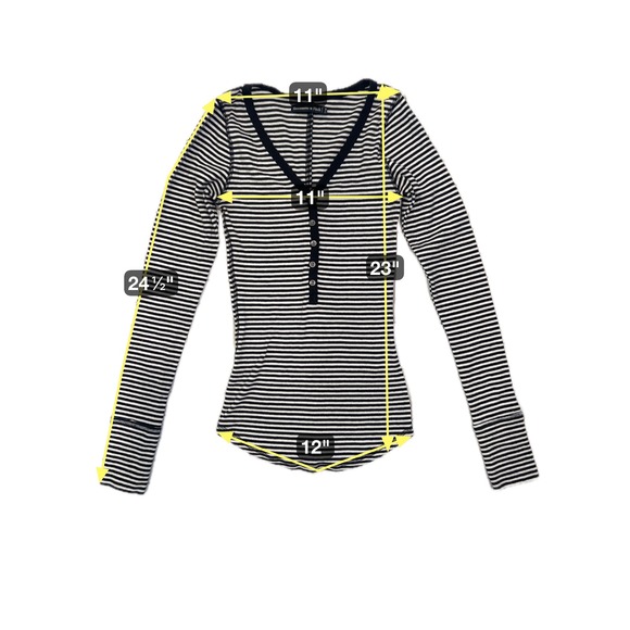 Abercrombie & Finch | Y2K Striped Thermal Ribbed Henley Long Sleeve Tee Size XS - Picture 7 of 7